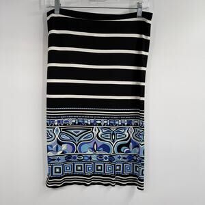 Emilio Pucci Striped Skirt Womens US 10 Black White Pull On High Waisted